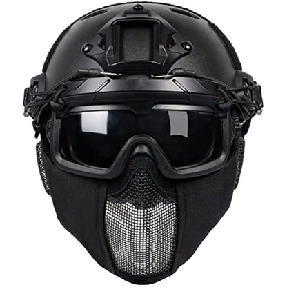 OneTigris Airsoft Fast Helmet - Full Face Protective Tactical Helmet With Foldable Ear Protection Mask And Goggles for Airsoft Paintball Sooting Wagrgame CS