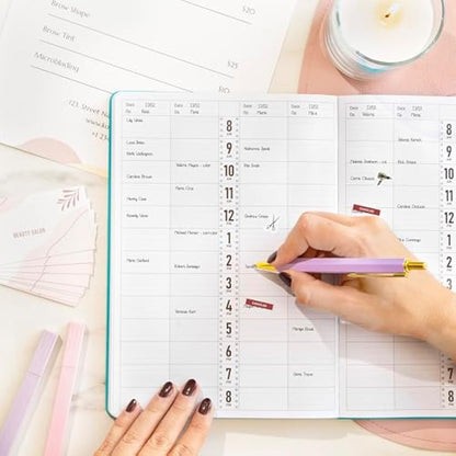 GoGirl Salon Appointment Book – Reservation Book for Beauty Salons, Spas, Hair Stylists, Estheticians – Appt Booking Planner, 18x25.5cm (Turquoise)