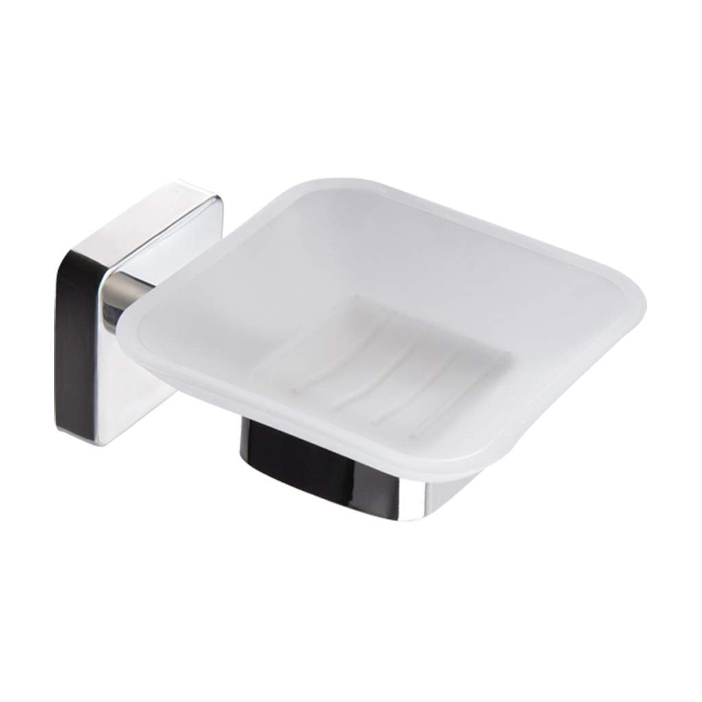 Kapitan Quattro Bathroom Toilet Soap Dish/Holder, Square Style, Wall Mounted Self Adhesive, Stainless Steel AISI 304 18/10, Polished Finish, Made in