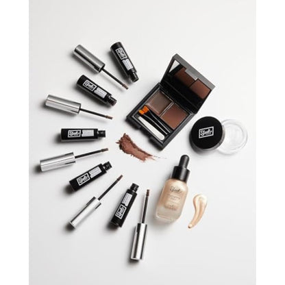 Sleek MakeUP Brow Kit, Brow Wax and Powder Kit with Tweezers and 2 Brushes, Define and Sculpt Brow with a Travel Size Kit, Medium
