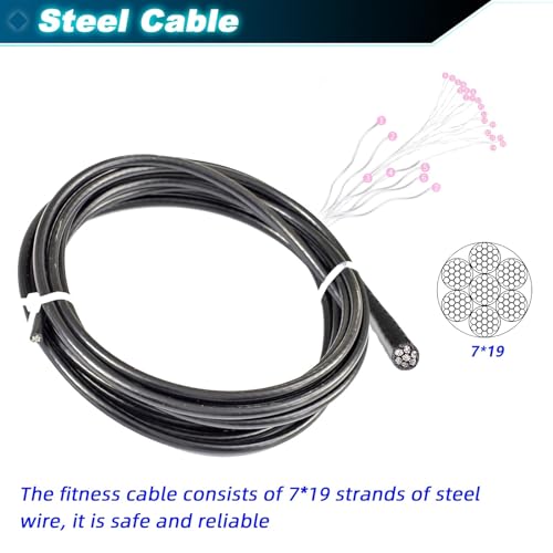 BBYPP Fitness Pulley Cable 25m, Replacement Gym Cable for Pulley Machine, Steel Cable 2 Inch Thick (25m)