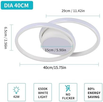 Comely LED Ceiling Lights, 42W 4800LM Lighting Fixture, Dia 40cm Round Modern Design Ceiling Lighting for Hallway Balcony Bedroom Corridor, Cold White 6500K