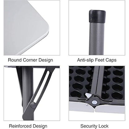 REDCAMP 34" Folding Card Table with Folding legs, Lightweight Portable Fold in Half Square Picnic Garden Table with for Adults Indoor Outdoor Game Bridge Dining, White