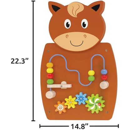 SPARK & WOW Horse Activity Wall Panel | Toddler Activity Centre | Wall-Mounted Toy for Kids Aged 18M+ | Decor for Bedrooms, Nurseries and Play Areas