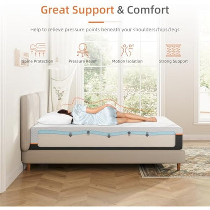 Vesgantti Single Mattress, 16CM Gel Memory Foam Single Mattress for Cool Sleep & Pressure Relief - Medium, 90x190x16CM, CertiPUR-US Certified