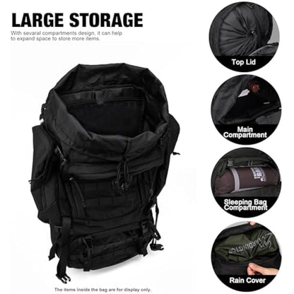 Mardingtop 60L Tactical backpack Military Rucksack MOLLE Camping and Hiking Backpack High Capacity with Rain Cover for Trekking Mountaineering Hunting Traveling