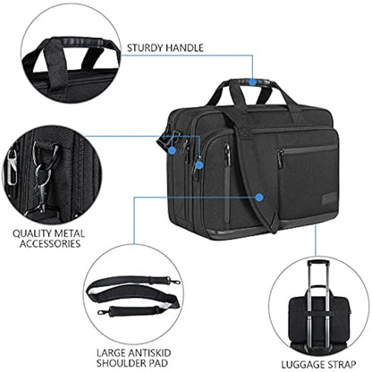 VANKEAN Laptop Briefcase for Men Women, Fits Up to 17.3 Inch Laptops Premium Shoulder Bag with Strap Expandable Messenger Bag, Water-Repellent Laptop Case Computer Bag for Travel/Business/School