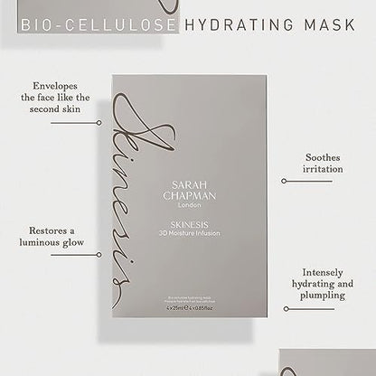 Sarah Chapman Skinesis 3D Moisture Infusion Mask Kit – Pack of 4 Hyaluronic Acid Skincare Sheet Masks – Hydrating Face Mask for a Natural, Luminous Glow – Cruelty-Free, Paraben-Free