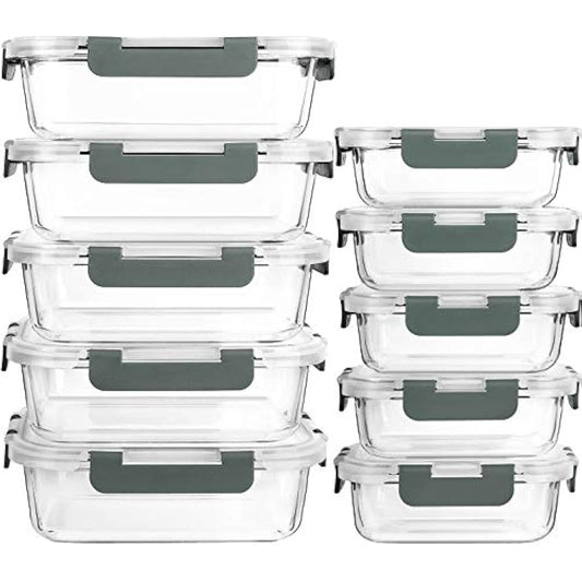 [10-Pack]Glass Meal Prep Containers -MCIRCO Food Storage Containers with Lifetime Lasting Snap Locking Lids, Airtight Lunch Containers, Microwave, Oven, Freezer and Dishwasher