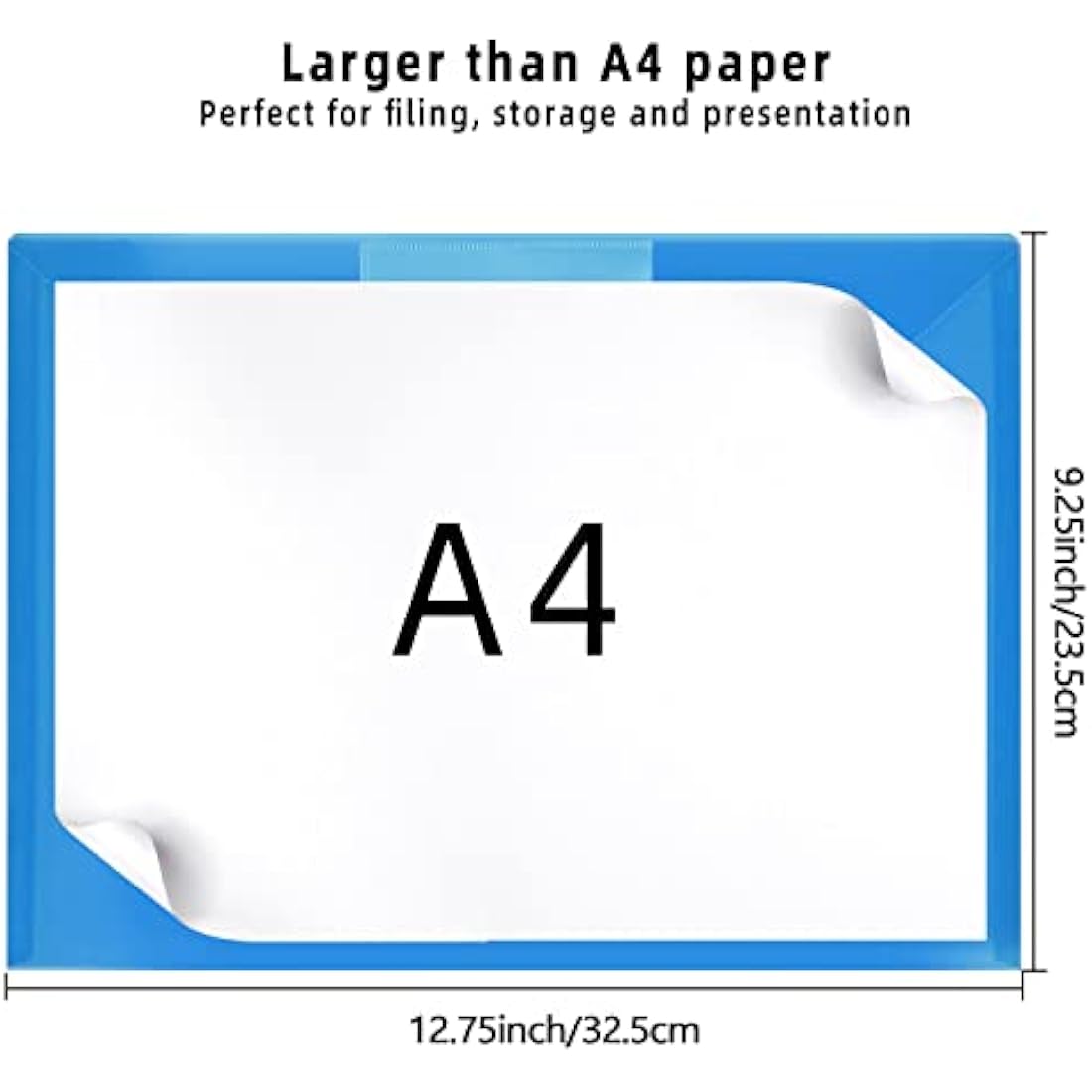 Plastic Wallets - A4 Folders for Paperwork A4 Document Files Folder Plastic Popper Wallets with Pocket, Pack of 6