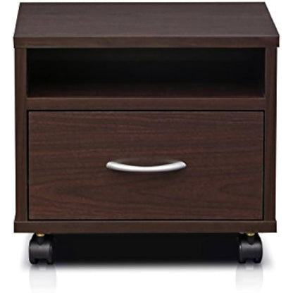 Furinno Petite Under Desk Utility Cart wtih Casters, Wood, Espresso, 39.12 (W) x 35.31 (H) x 28.96 (D) cm