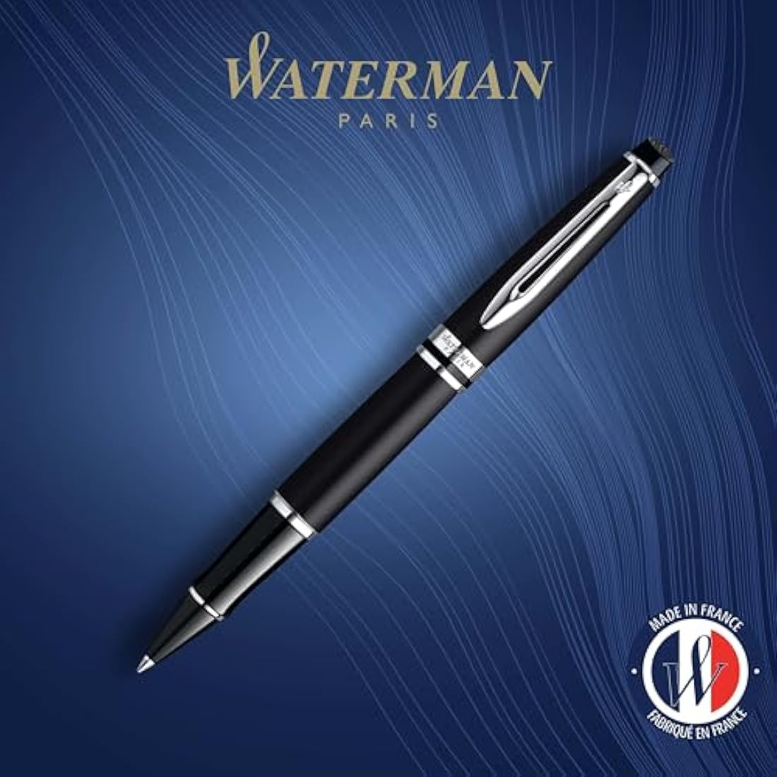 Waterman Expert Rollerball Pen | Matte Black with Chrome Trim | Fine Point | Black Ink | Gift Box