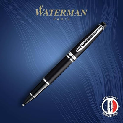 Waterman Expert Rollerball Pen | Matte Black with Chrome Trim | Fine Point | Black Ink | Gift Box