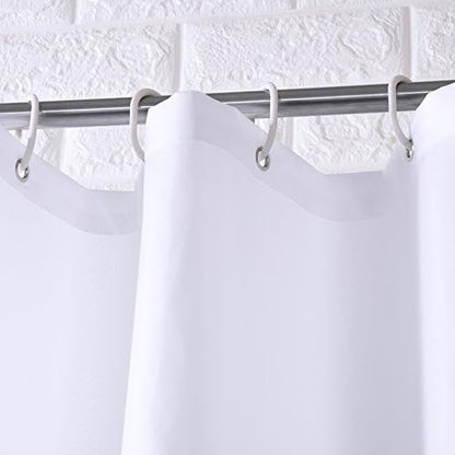 Homehold 240cm Wide By 200cm High White Shower Curtain, Waterproof Polyester Bathroom Curtain With Hooks