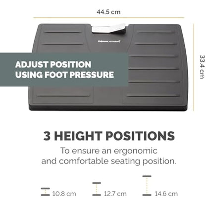 Fellowes Office Suites Foot Rest for Under Desk - Ergonomic Foot Support with Antibacterial Microban Technology for Office & Home Use - Black