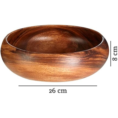 Premier Housewares Acacia Wood Salad Bowl Large Hand Carved Salad Bowl,26 x 26 x 8 cm