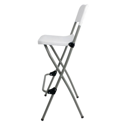 Bolero Folding High Stools Steel Frame Plastic Seat, Pack of 2, White