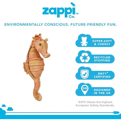 Zappi Co Plush Children's Stuffed Soft Cuddly Plush Toy-Part of Safari Animals Collection, Perfect for Kids (15cm Height)(Seahorse)