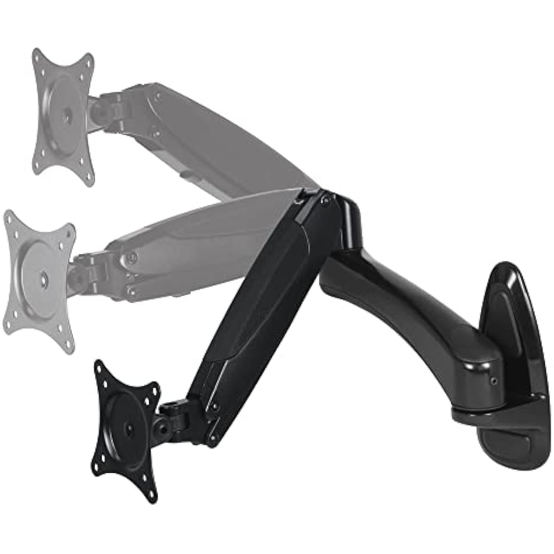 ARCTIC W1-3D - Wall Mount with Full Motion Gas Lift Arm, Wall Space-Saving Attachment, up to 43"/49" Ultrawide, up to 8 kg (17.6 lbs), simple and quick installation - Black