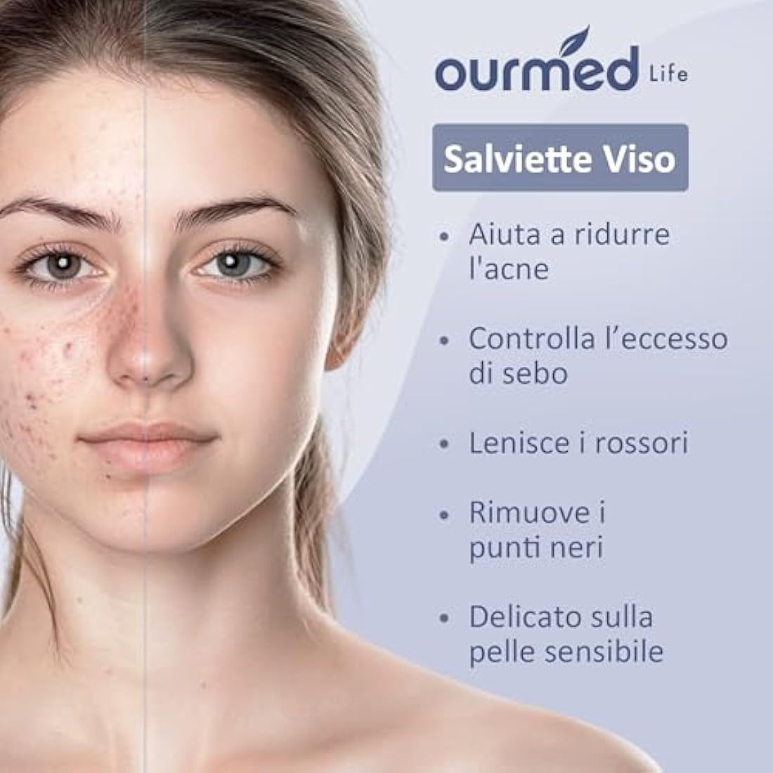 Ourmed Life Face Towels, Disposable Biodegradable Clean Face Wipes for Sensitive Skin, Lint- free Facial Towels for Women Cleansing, Skincare and Makeup Remover, Dry Wipes,300 Count EF Texture