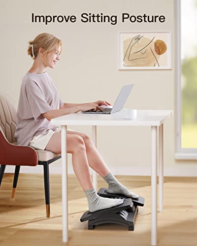 HUANUO Foot Rest Under Desk, Adjustable Ergonomic Under Desk Foot Rest at Work or Gaming with Massage Texture and Roller, 20 Degree Tilt or Lock Angle