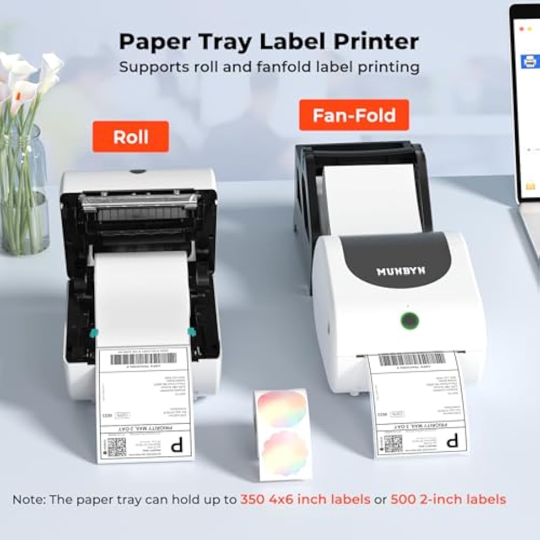 MUNBYN Bluetooth Shipping Label Printer, 4x6 Bluetooth Thermal Label Printer for Small Business, Compatible with iPhone, Android, Windows, macOS, Etsy, Shopify, eBay, Royal Mail, DHL, DPD, Evri, 411B