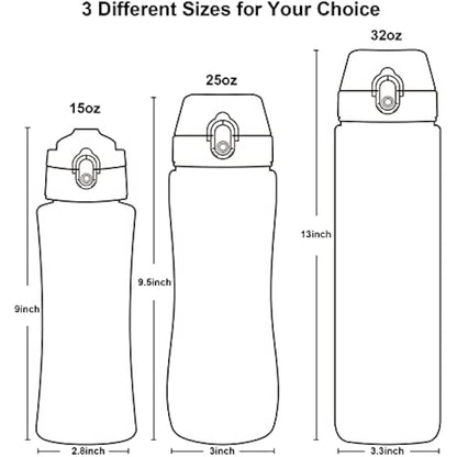 OLDLEY 750ml/25oz Water Bottles with Straw BPA Free Tritan Water Bottles for Gym School Sports Travel Leakproof Time Markings Durable Drink Bottles for Adult Kids Women Men(Green Purple, 1 Lid)
