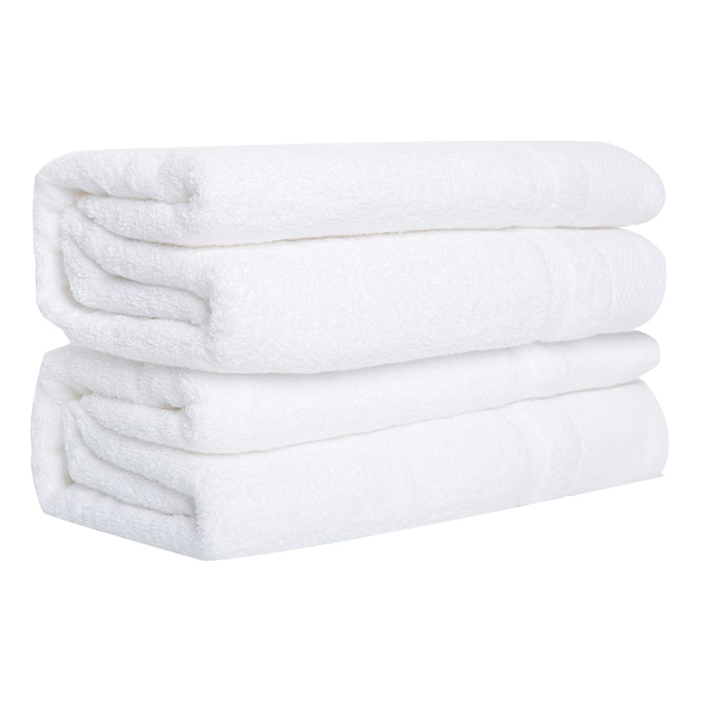 sense gnosis White Bath Towels Set of 2,Super Soft 100% Cotton Towels Ultra Absorbent Quick Dry Face Towels for Bathroom, 27.5 X 55 Inch
