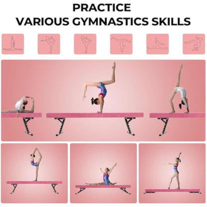 SportBob Gymnastics Beam 8ft High and Low Floor Balance Beam with 5 heights Adjustable, Gymnastics Balance Beam for Kids Children Girls Training, Home Gym Equipment for All Gymnastic