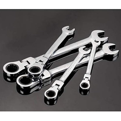 Qnkaa Flexible Ratchet Wrench Set 8pcs 9-17mm Spanner Gear Ring Ratcheting Combination Flexi Wrenches Kit Metric Flex Head