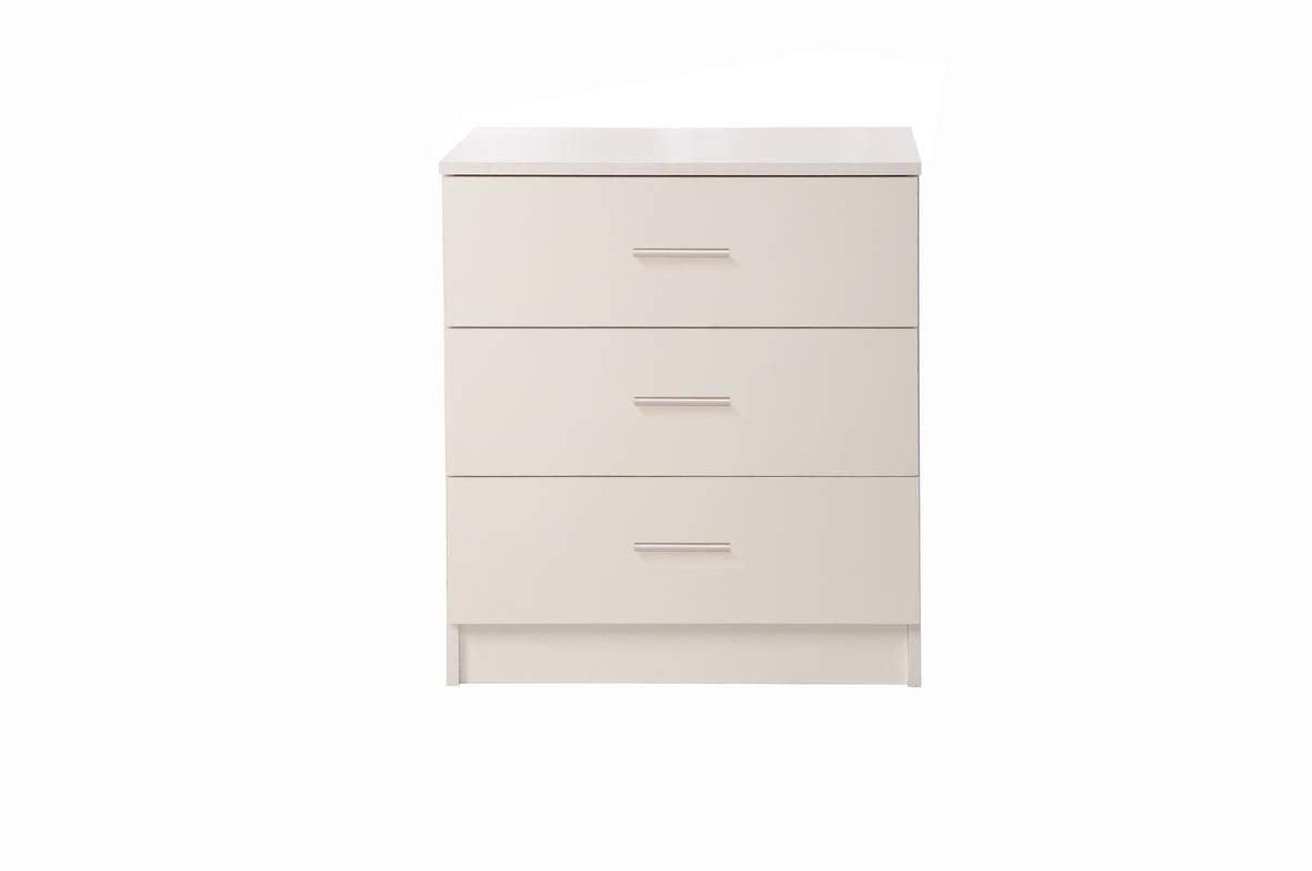Timber Art Design 3 Drawer Bedroom Chest of Drawers with Metal Handles & Runners Storage Organiser Unit for Bedroom Hallway Living Room Bedside