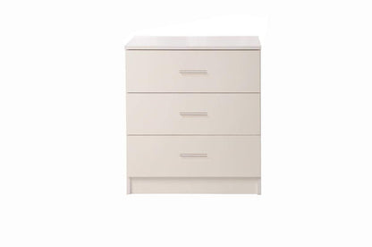 Timber Art Design 3 Drawer Bedroom Chest of Drawers with Metal Handles & Runners Storage Organiser Unit for Bedroom Hallway Living Room Bedside