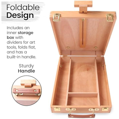 Wooden Table Box Easel - Artist Easel and Wood Table Sketching Box, Portable Desktop Storage Table for Adults and Easels to Enjoy Hours of Drawing and Painting