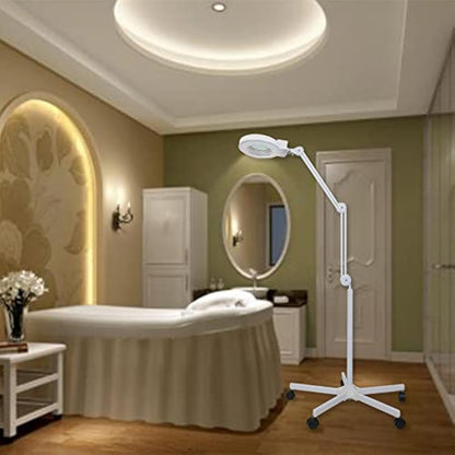 Sanqiao 5X Magnifying Vertical Lamp Floor Stand LED Magnifier Lamp Adjustable Beauty Light Beauty Salon Tattoo Nail Skin White