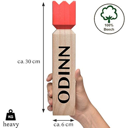 Toyfel Kubb Outdoor Game XXL Odinn – Indoor & Outdoor Kubb Game Made of FSC® Beechwood with Canvas Bag, Game of Skill for Kids & Adults – Premium Throwing Game Outdoor Swedish Chess nature