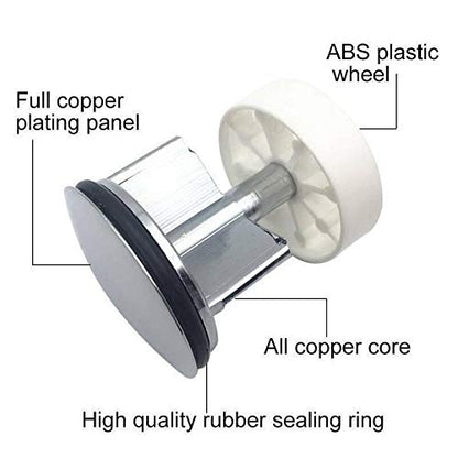 ABRUS® - Heavy Duty Chrome Plated 40mm Pop Up Basin Waste Sink Push Button Click Clack Plug Slotted Bathroom
