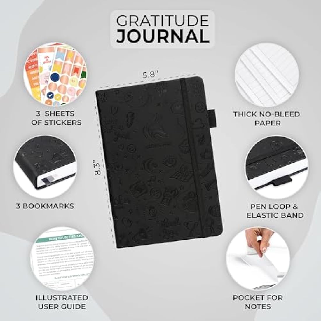 Clever Fox Gratitude Journal – Happiness, Positivity & Affirmation Daily Journal – Inspirational Daily Notebook – 3 Months, A5 (Black)