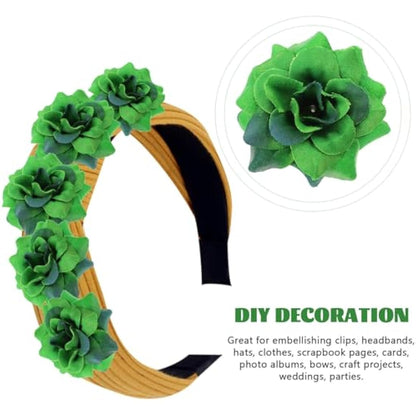 50pcs Dark Green Artificial Rose Flower Heads Realistic Silk Flower Heads for Home Garden Weddings Parties Craft Projects and Decor
