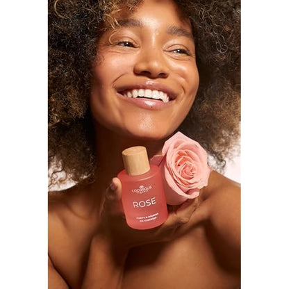 COCOSOLIS ROSE Purify & Nourish Oil Cleanser, moisturizing cleansing oil and make-up remover, vegan, with rose extract and vitamin E