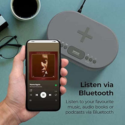 i-box Alarm Clocks Bedside, Alarm Clock with Wireless Charging, Bluetooth Speaker, Radio Alarm Clock, Fast Qi Wireless Charger, Mains Powered, FM Radio, USB Charging Port, Dimmable, Non Ticking