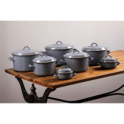 Premier Housewares 0104573 Porter Casserole Dish with Lid, Enamel, 2 liters, Grey