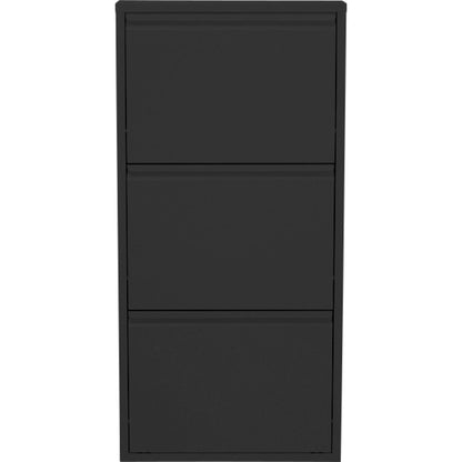 KARE Design Shoe cabinet Caruso, Black, 104x50x15 cm, Metal, with 3 flaps, Shoe storage for 6 pairs of shoes, narrow, space-saving, tall, Shoe rack