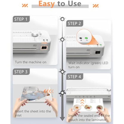 Raycial Laminator A3 Laminator Machine with Laminating Pouches for A3/A4/A5/A6, Fast Warm-up, Built-in Cutter and Corner Rounder for Home Office School Use