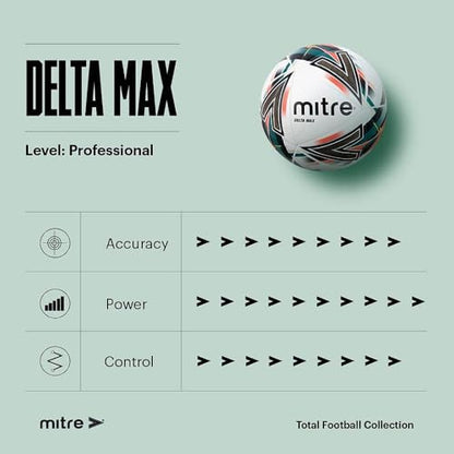 Mitre Delta Football | Highly Durable | Enhanced Accuracy and Consistency, Yellow/Orange/Green/Silver, 5