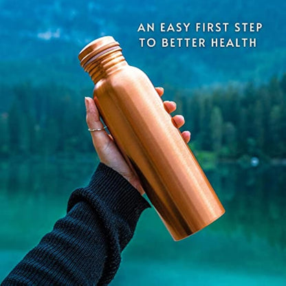 Kosdeg Copper Water Bottle 1 Liter / 34 Oz Extra Large - An Ayurvedic Pure Copper Vessel - Drink More Water, Lower Your Sugar Intake And Enjoy The Health Benefits Immediately