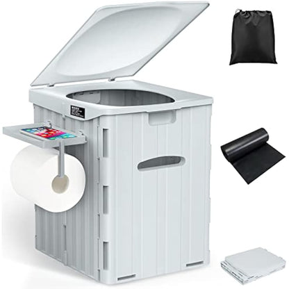 WADEO Extra-Large Camping Foldable Toilet, Heavy-Duty Portable Potty for Adults with Bigger Comfortable Seat & Sturdy Support, Travel WC for Heavy People, Big Guy, Elderly