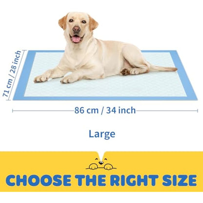 Extra Large Puppy Pads 86 x 70 cm, Pack of 100, Pee Pads for Dogs Potty Training with Leak-Proof Quick-Dry Design, 6-Layer Puppy Training Pads