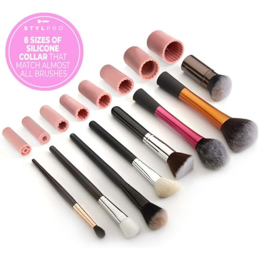 StylPro Gift Set Kit: Electric Makeup Brush Cleaner and Dryer Machine with 8 Brush Collars, Brush Cleanser - Fast, Automatic Spinning Brush Cleaner with Heat-Resistant Bowl (ROSE GOLD)