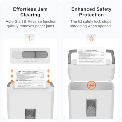 Bonsaii 10 Sheet Micro Cut Paper Shredder for Home & Office Use, P-4 High Security (5×12mm), 21L Bin, Shreds Credit Cards, Staples & Paper Clips, Overheat Protection, Manual Reversal, White, C275-B