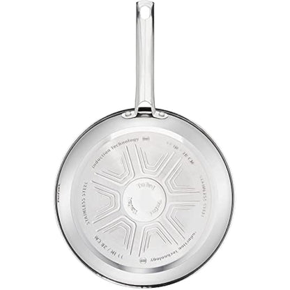 Tefal A704S3 Duetto 3-Piece Frying Pan Set | 20, 24 and 28 cm | Non-Stick Coating | Built-in Temperature Indicator | Suitable for All Hob Types Including Induction | Stainless Steel/Black